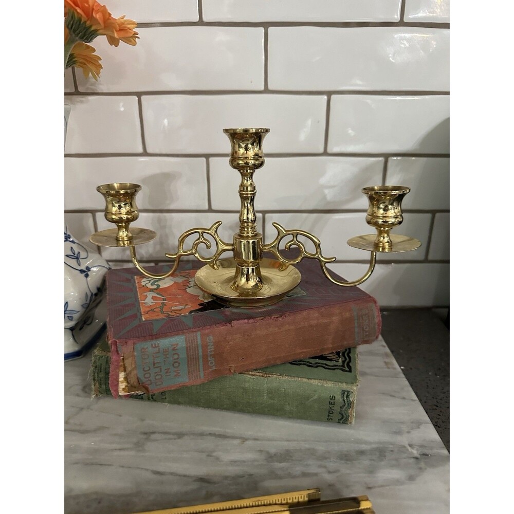 Vintage Baldwin Brass 2 Arm Candelabra Candle Stick Holder 11" Long